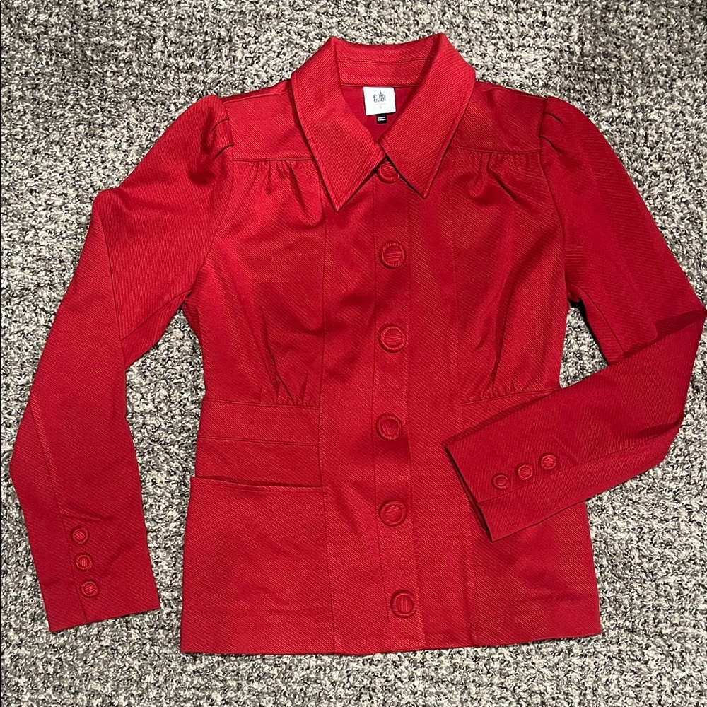 CAbi Red Women's Blazer with Button Accents